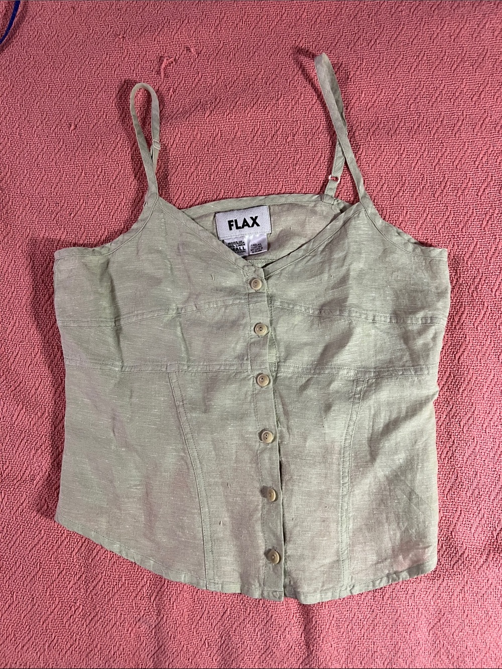 Flax light sage linen button-front camisole in great condition